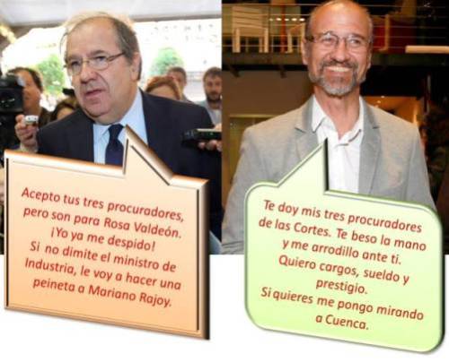 Juan Vicente Herrera y Luis Fuentes, a quien los militantes han pedido la dimisión por malversar los votos.