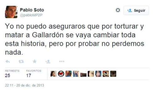Twit del indigente intelectual, Pablo Soto. Otro podemita d emala baba y sucia sangre.