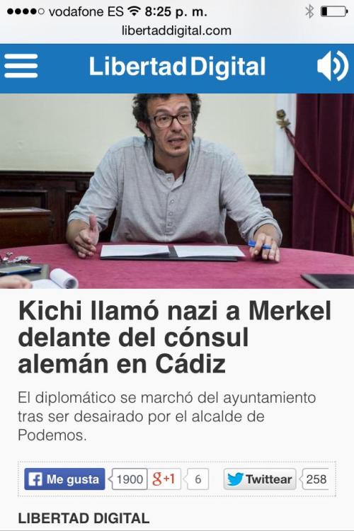 'Er Kichi', arcarde de Cai, llama nazi a Angela Merkel ante el cónsul alemán en Cádiz.