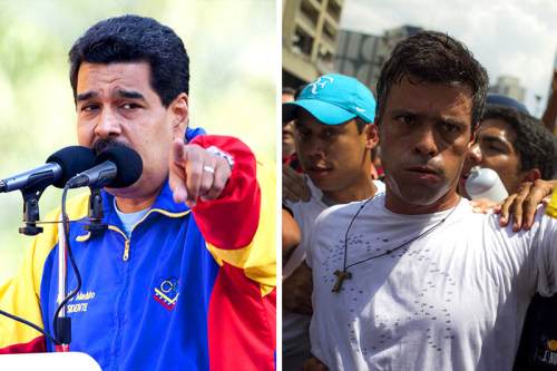Nicolás Maduro, dictador de Venezuela, y Leopoldo López, exalcalde de Chacao, en Caracas.