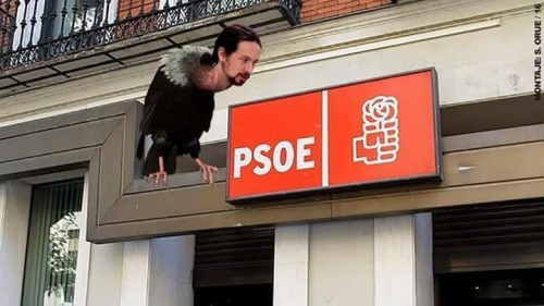 El 'buitre' Iglesias sobre la carroña política del PSOE.