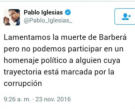 Comentario de Pablo Iglesias, líder de 'Podemos' e hijo de un terrorista del FRAP.