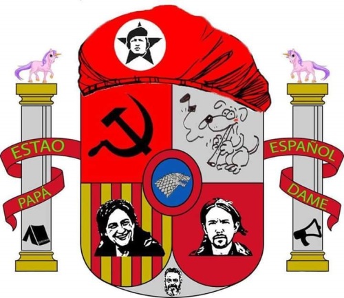 Escudo del "Estado de Desecho" en que pretende convertir a España la formación radical de 'Podemos'.